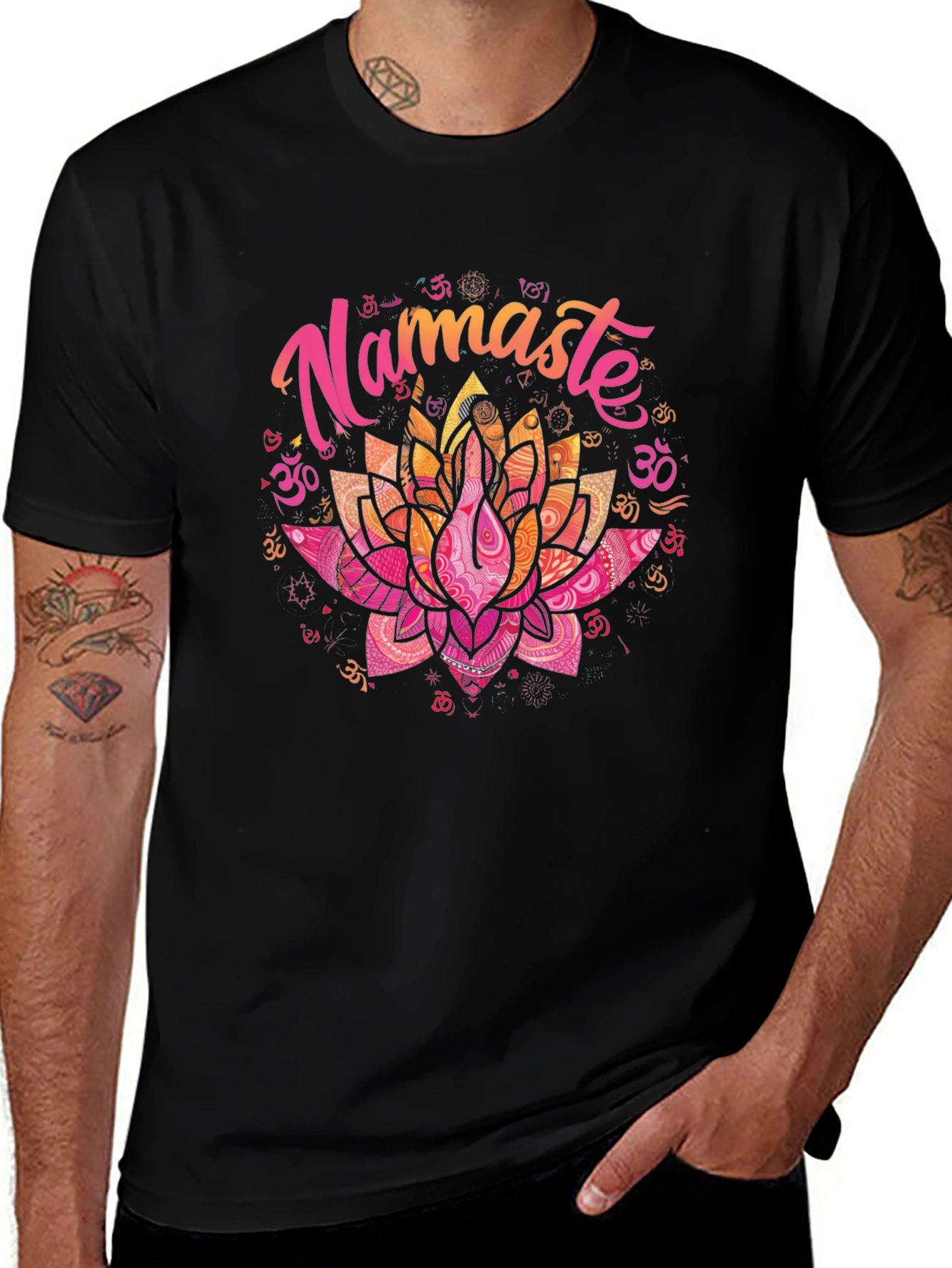 Namaste Lotus Flower Graphic T-Shirt - Yoga Meditation Tee