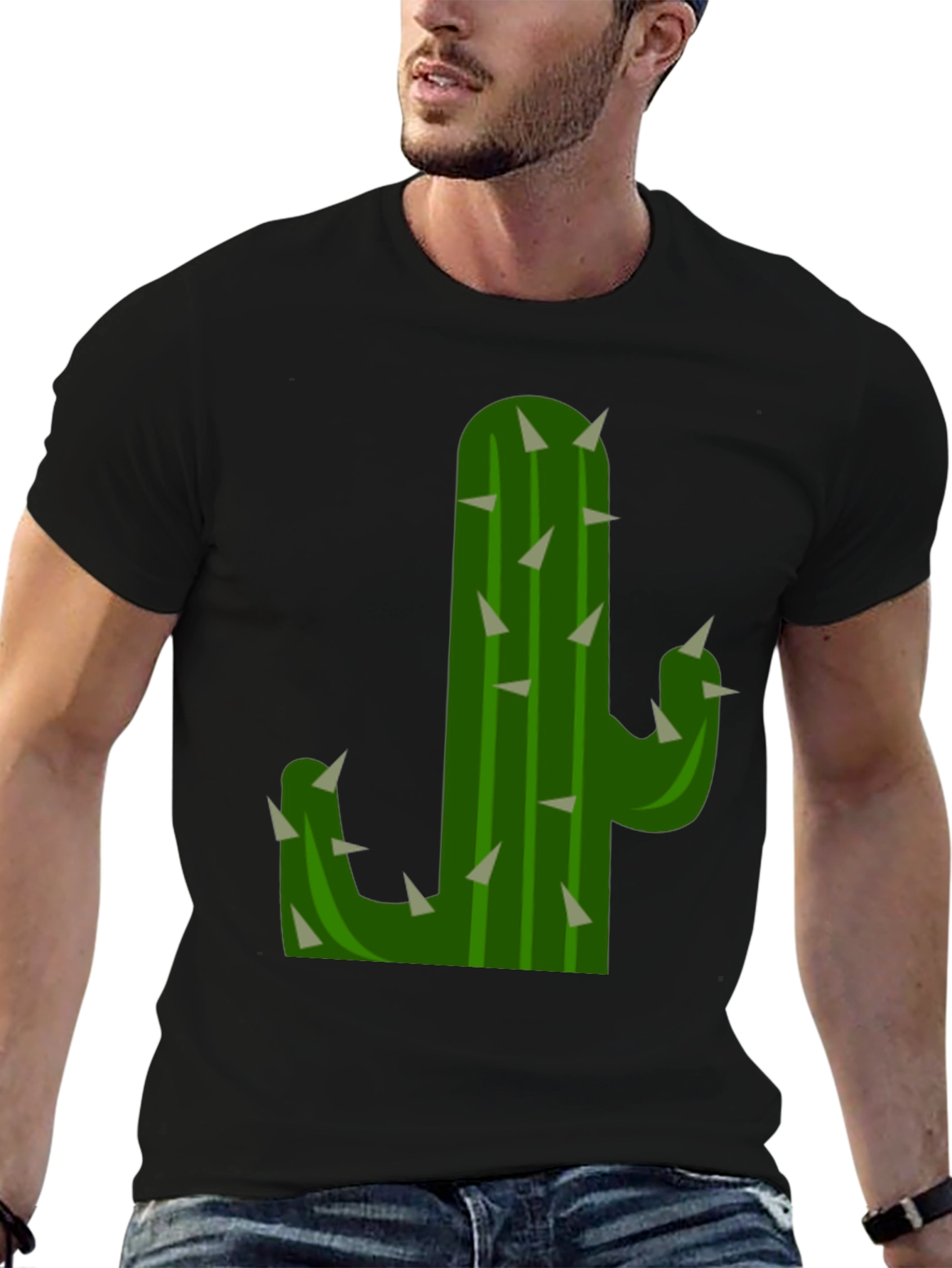 Cactus Graphic Tee - Black Cotton T-Shirt