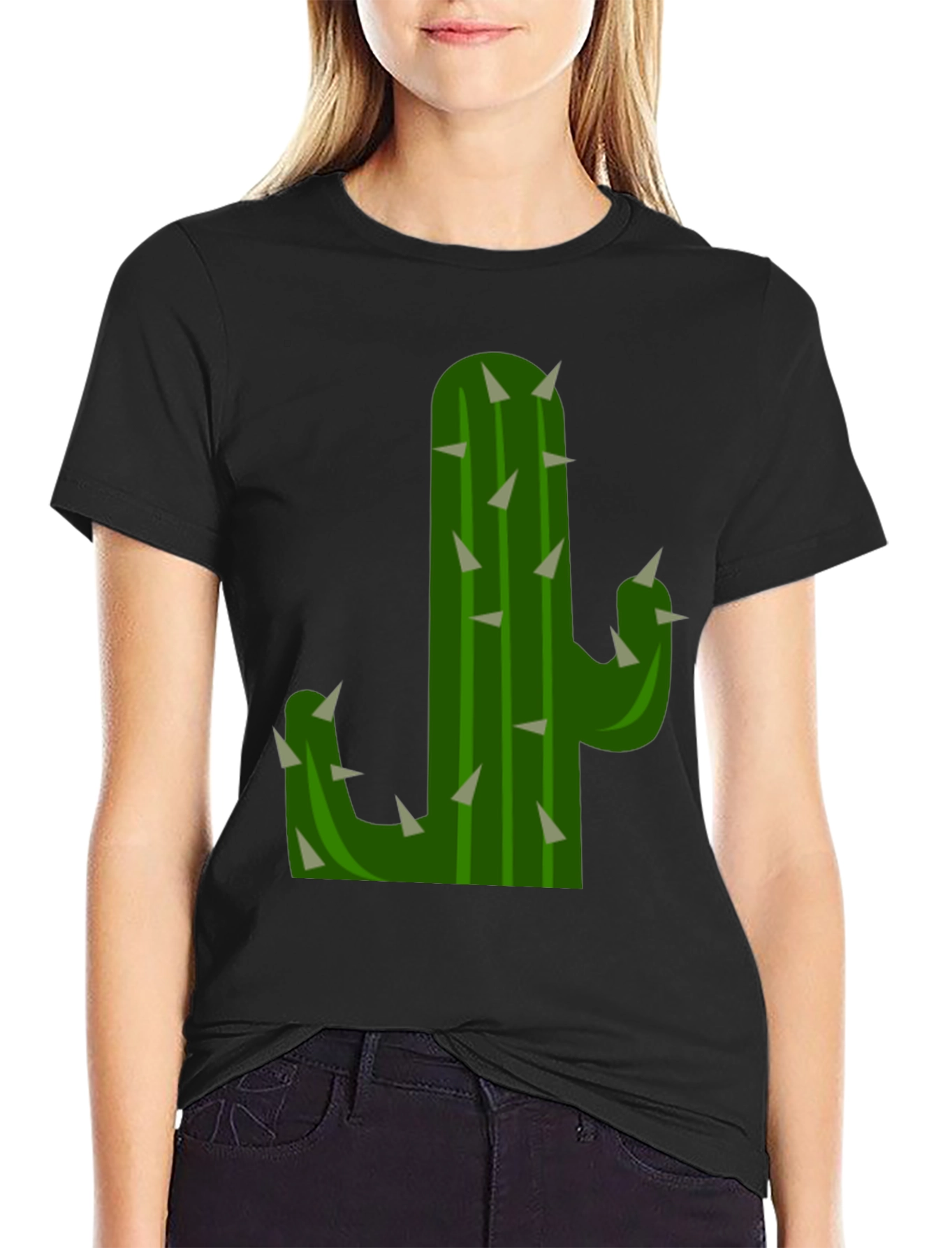Cactus Graphic Tee - Black Cotton T-Shirt