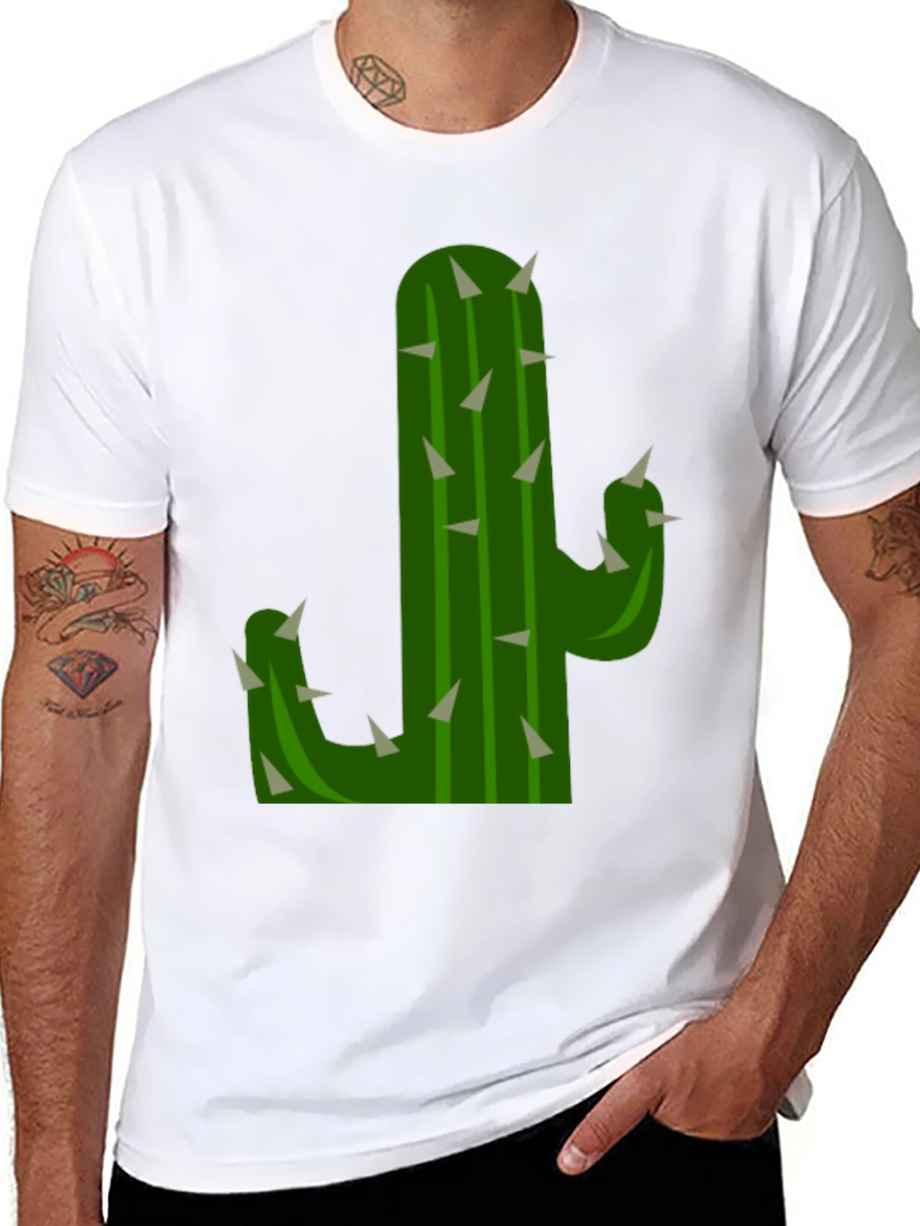 Cactus Graphic Tee - Black Cotton T-Shirt