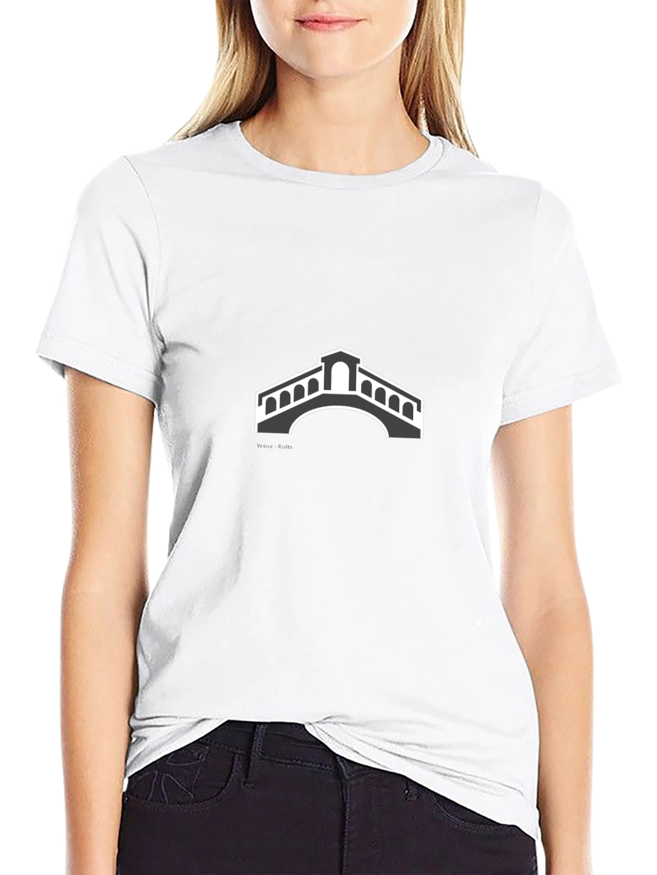 Stylish Black T-Shirt with Bridge Graphic