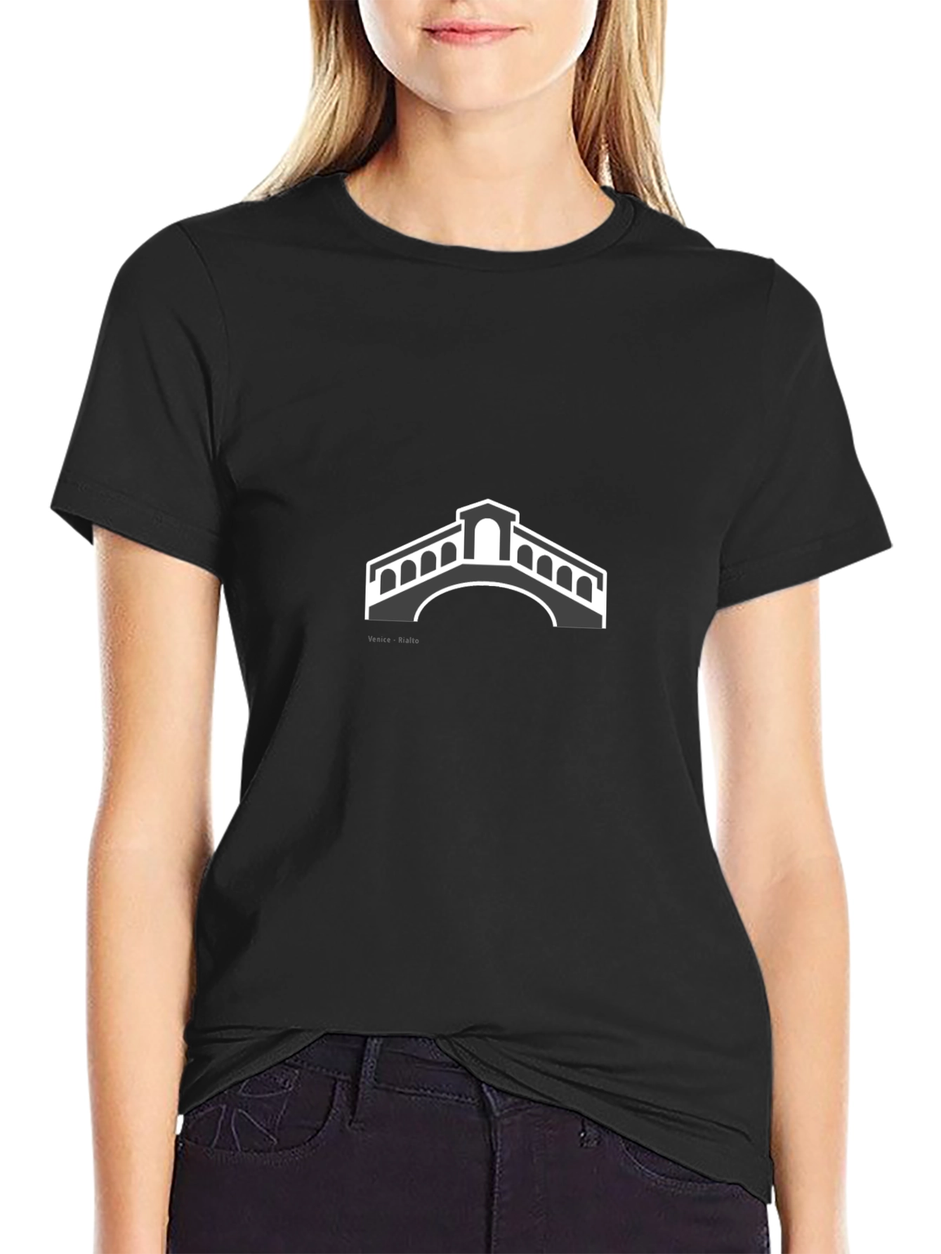Stylish Black T-Shirt with Bridge Graphic