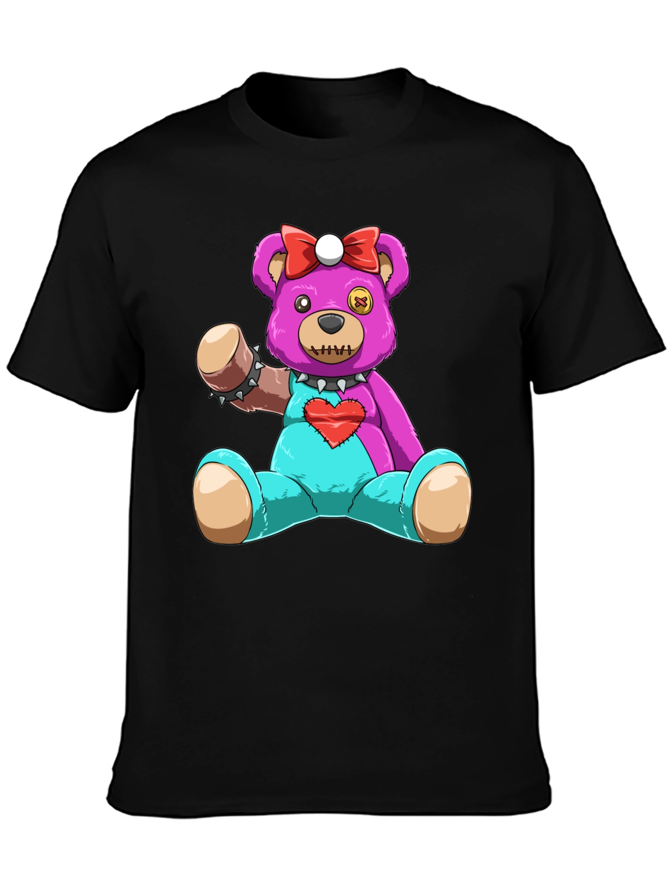 Cute & Creepy Teddy Bear Graphic Tee - Black