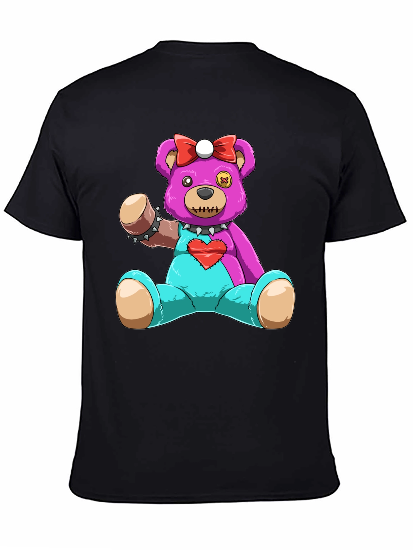 Cute & Creepy Teddy Bear Graphic Tee - Black