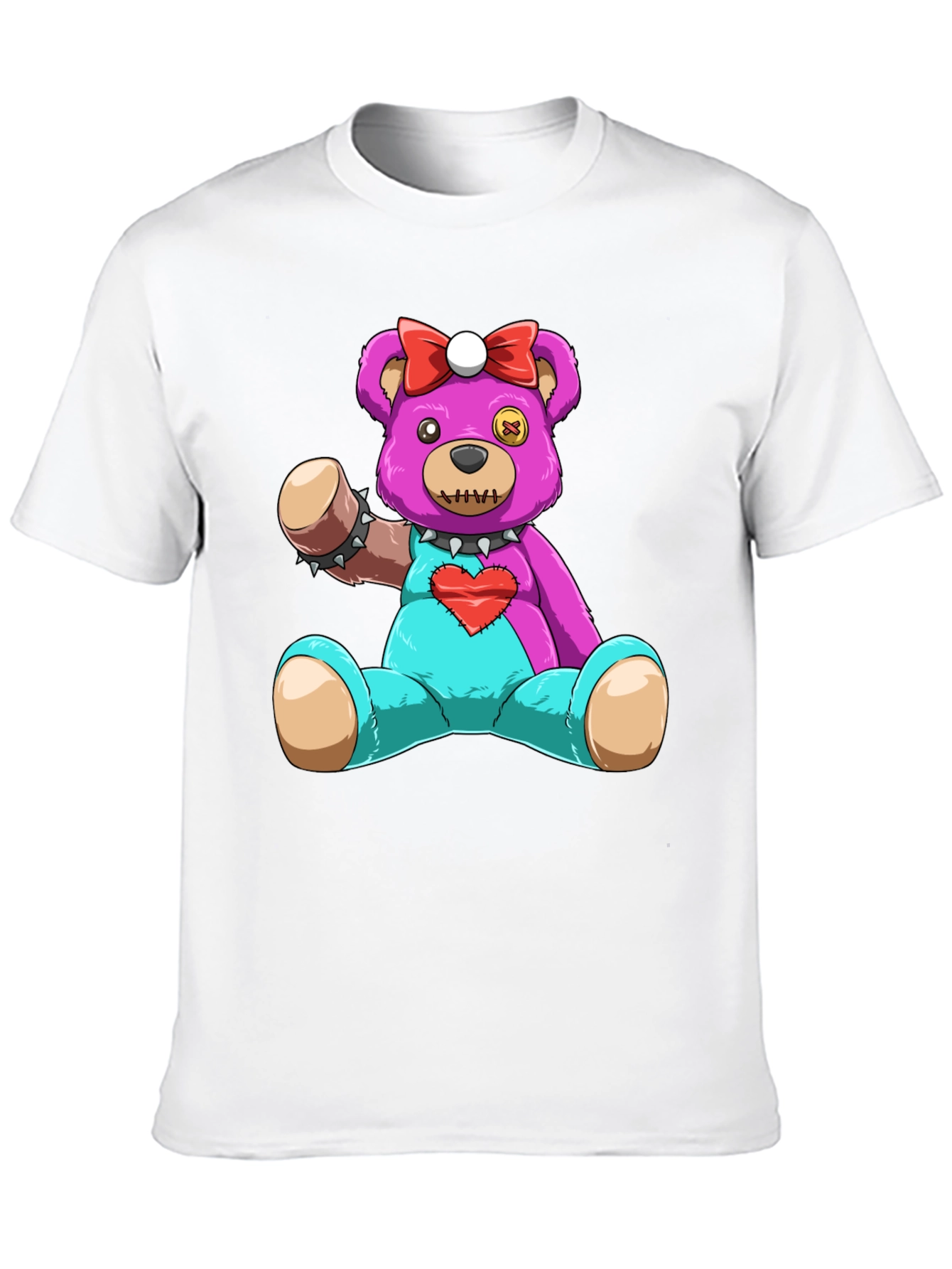 Cute & Creepy Teddy Bear Graphic Tee - Black