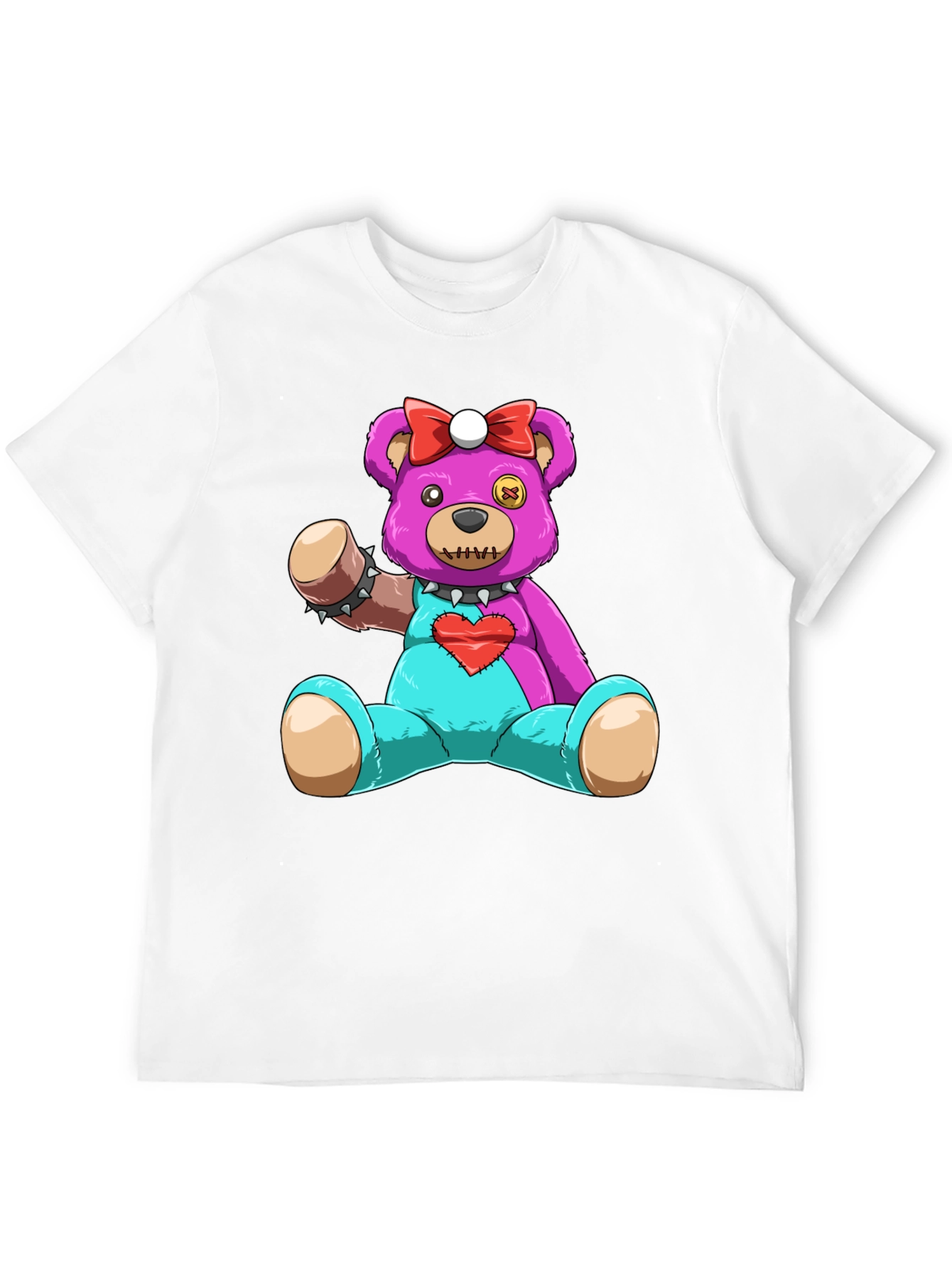 Cute & Creepy Teddy Bear Graphic Tee - Black