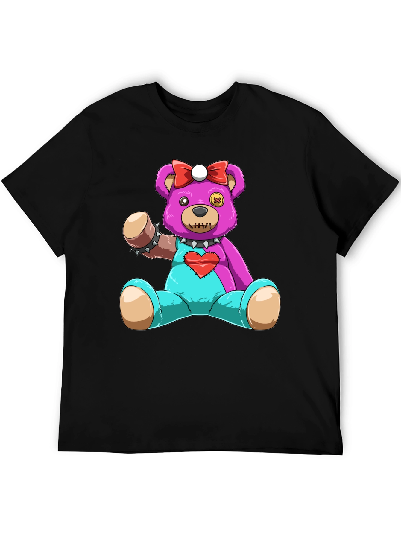 Cute & Creepy Teddy Bear Graphic Tee - Black