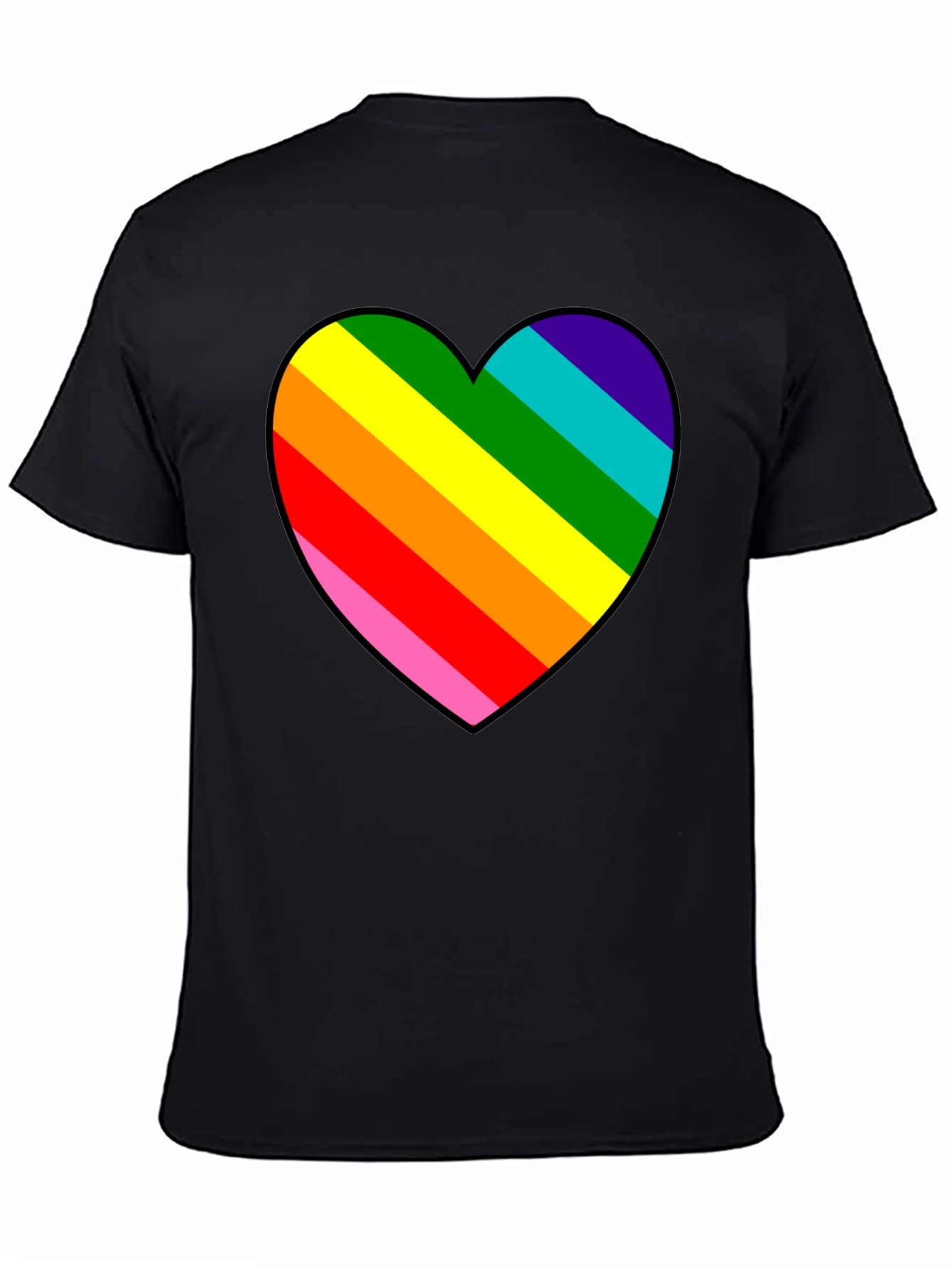 Rainbow Heart Graphic Black Tee