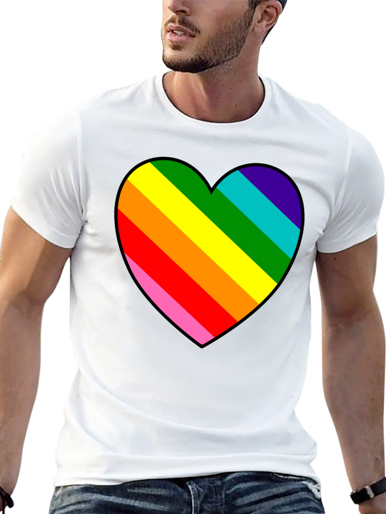 Rainbow Heart Graphic Black Tee