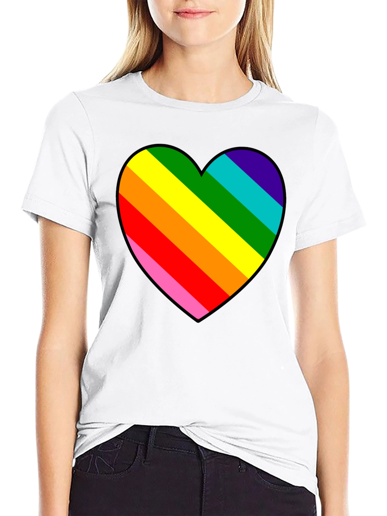 Rainbow Heart Graphic Black Tee