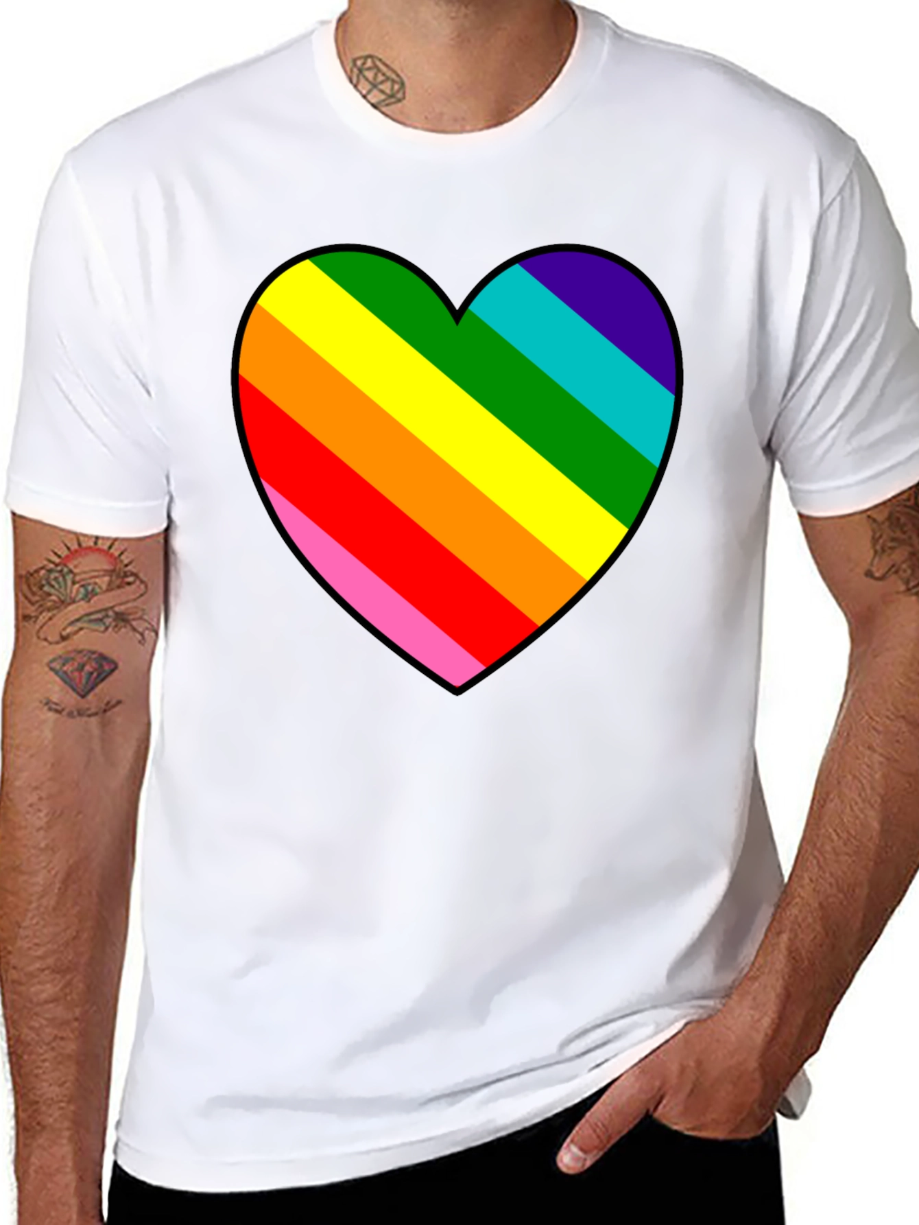 Rainbow Heart Graphic Black Tee