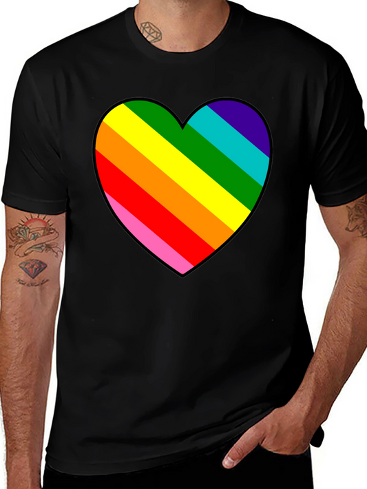 Rainbow Heart Graphic Black Tee