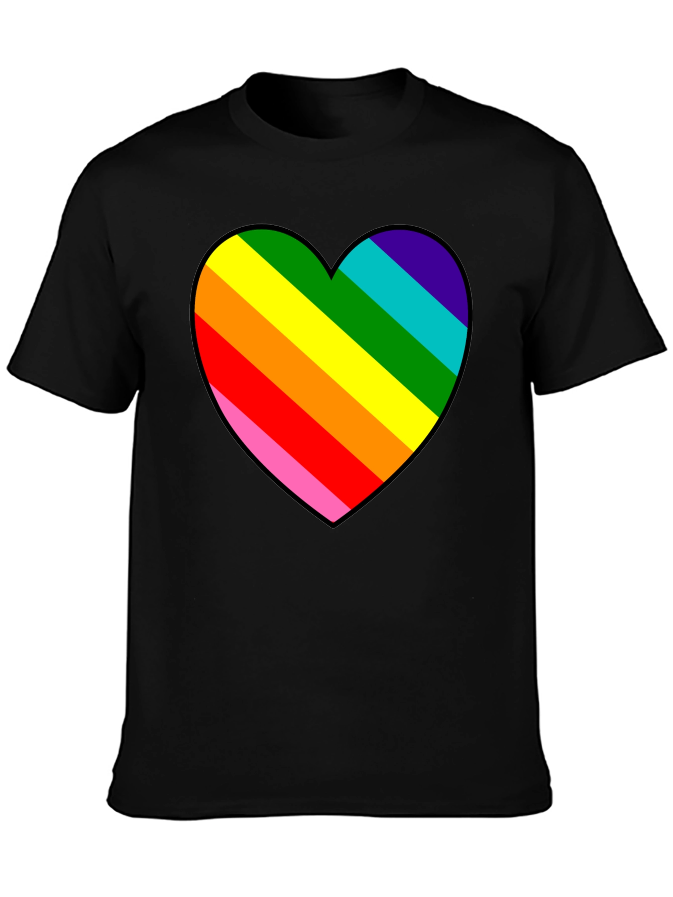 Rainbow Heart Graphic Black Tee