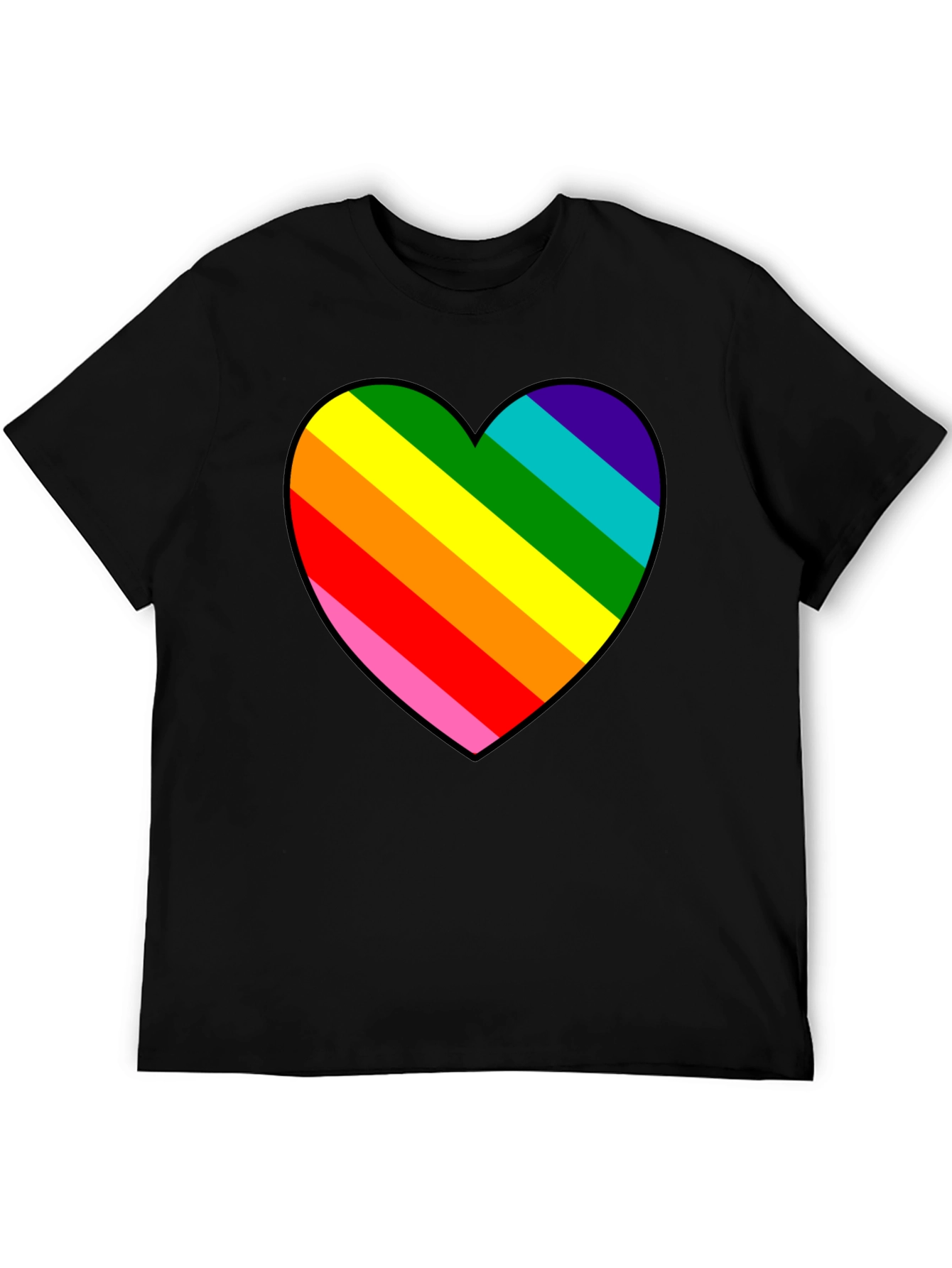 Rainbow Heart Graphic Black Tee