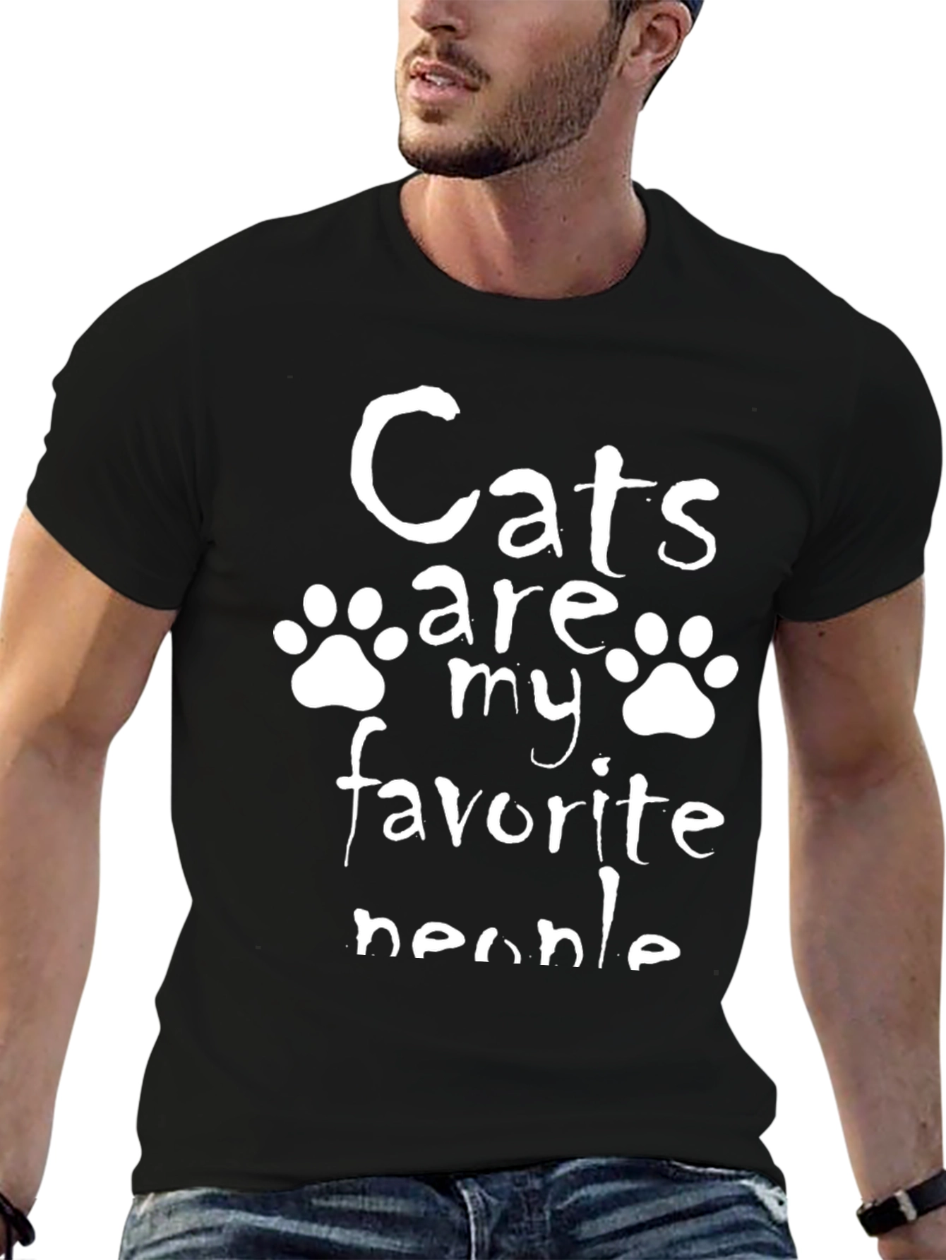 Cats Are My Favorite People Black T-Shirt
