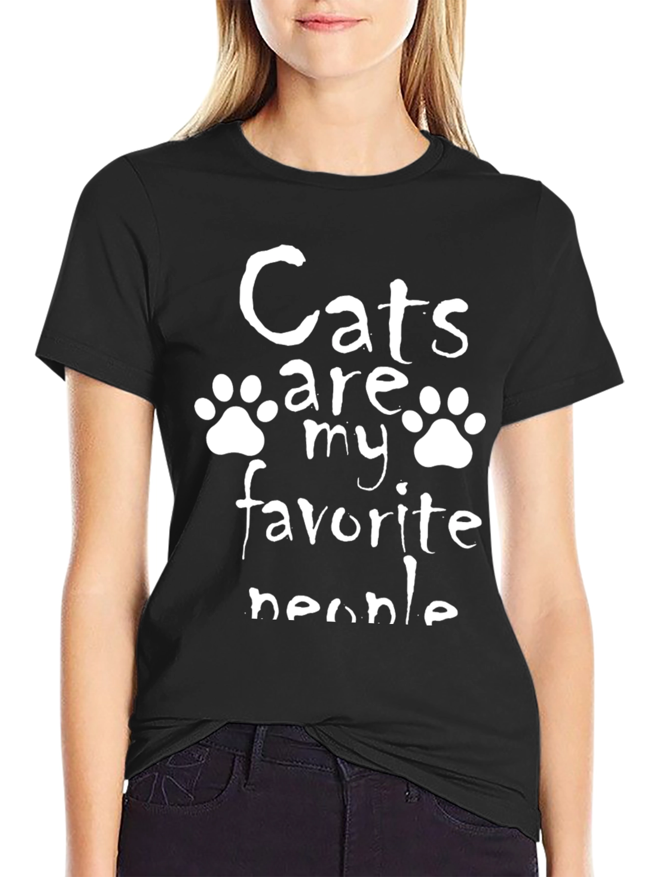 Cats Are My Favorite People Black T-Shirt