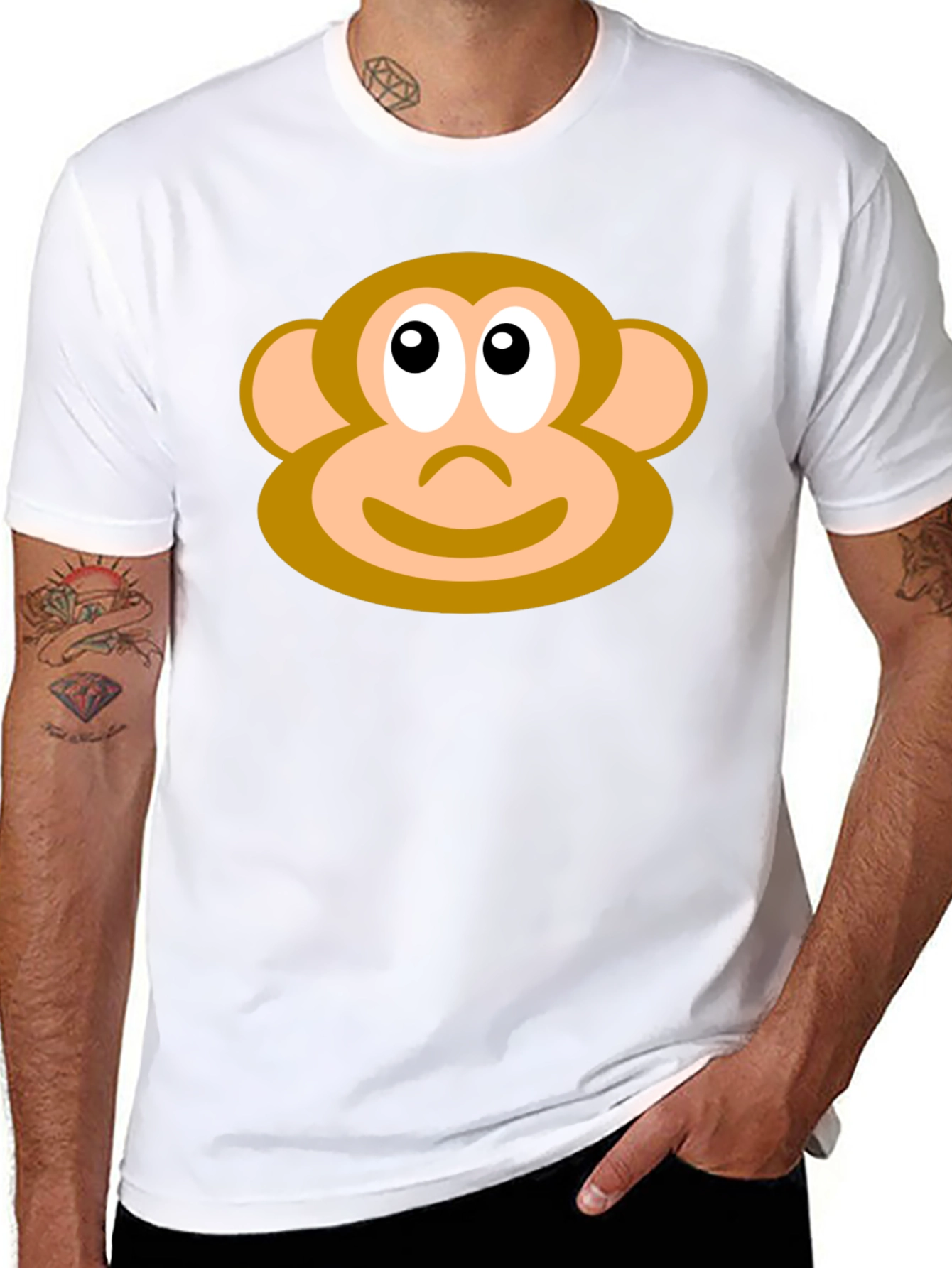 Monkey Face Graphic Tee - Black Casual T-Shirt