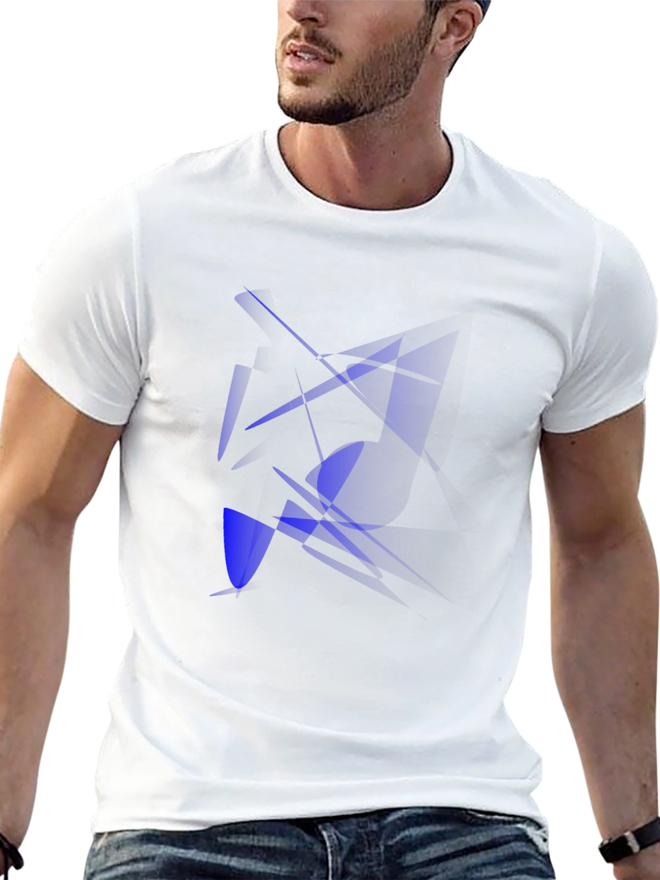 Abstract Blue Design Black T-Shirt