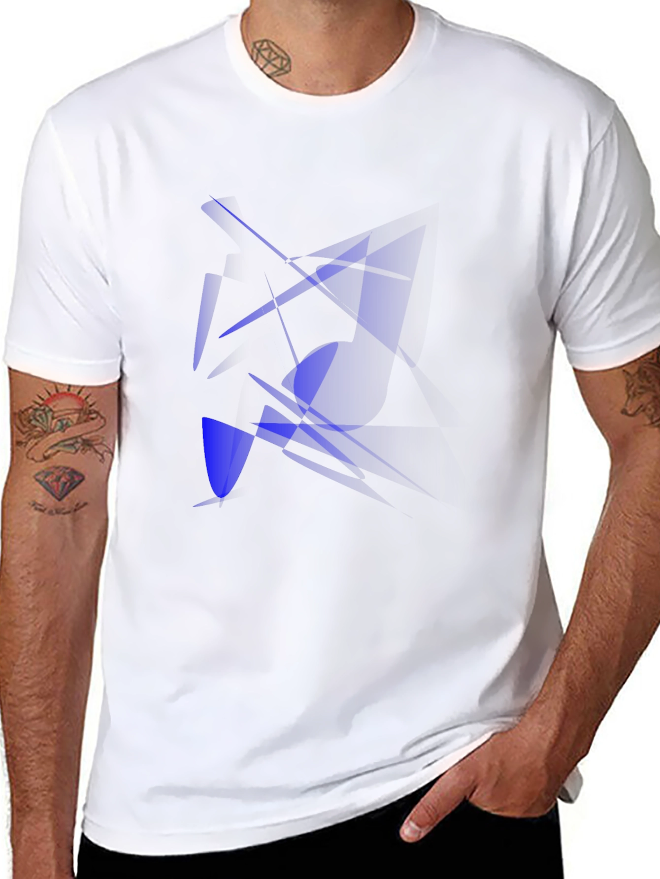 Abstract Blue Design Black T-Shirt