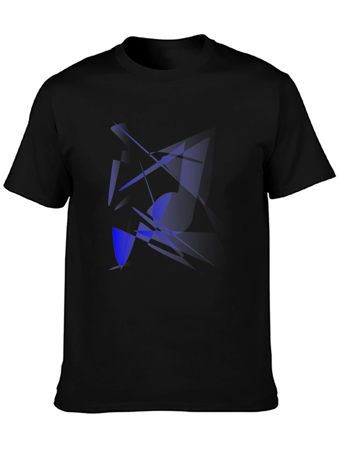 Abstract Blue Design Black T-Shirt