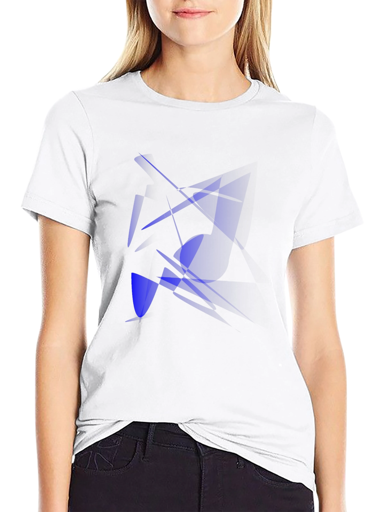 Abstract Blue Design Black T-Shirt