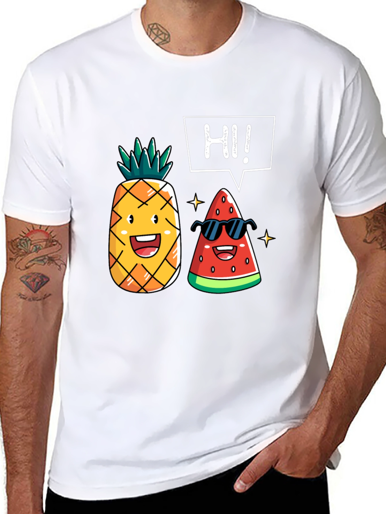 Funny Fruit T-Shirt: Pineapple & Watermelon Graphic Tee