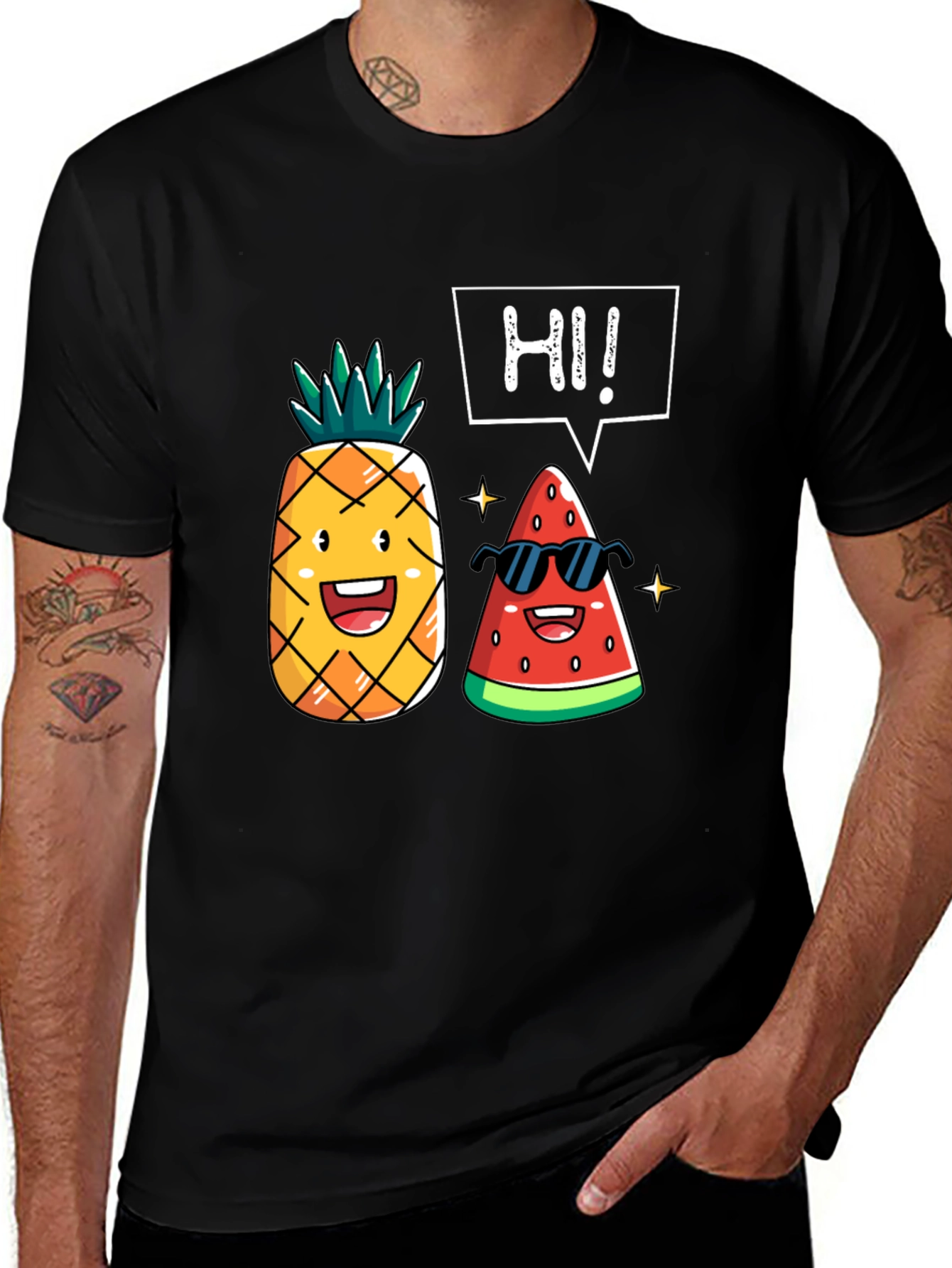 Funny Fruit T-Shirt: Pineapple & Watermelon Graphic Tee