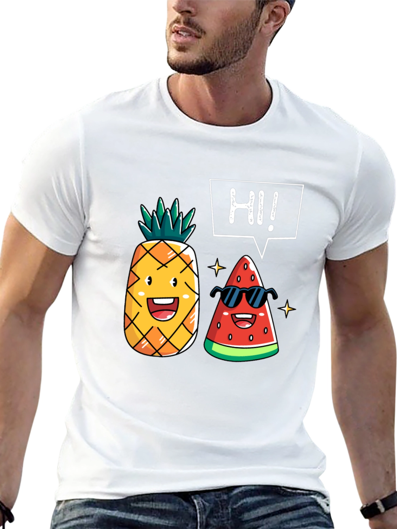Funny Fruit T-Shirt: Pineapple & Watermelon Graphic Tee