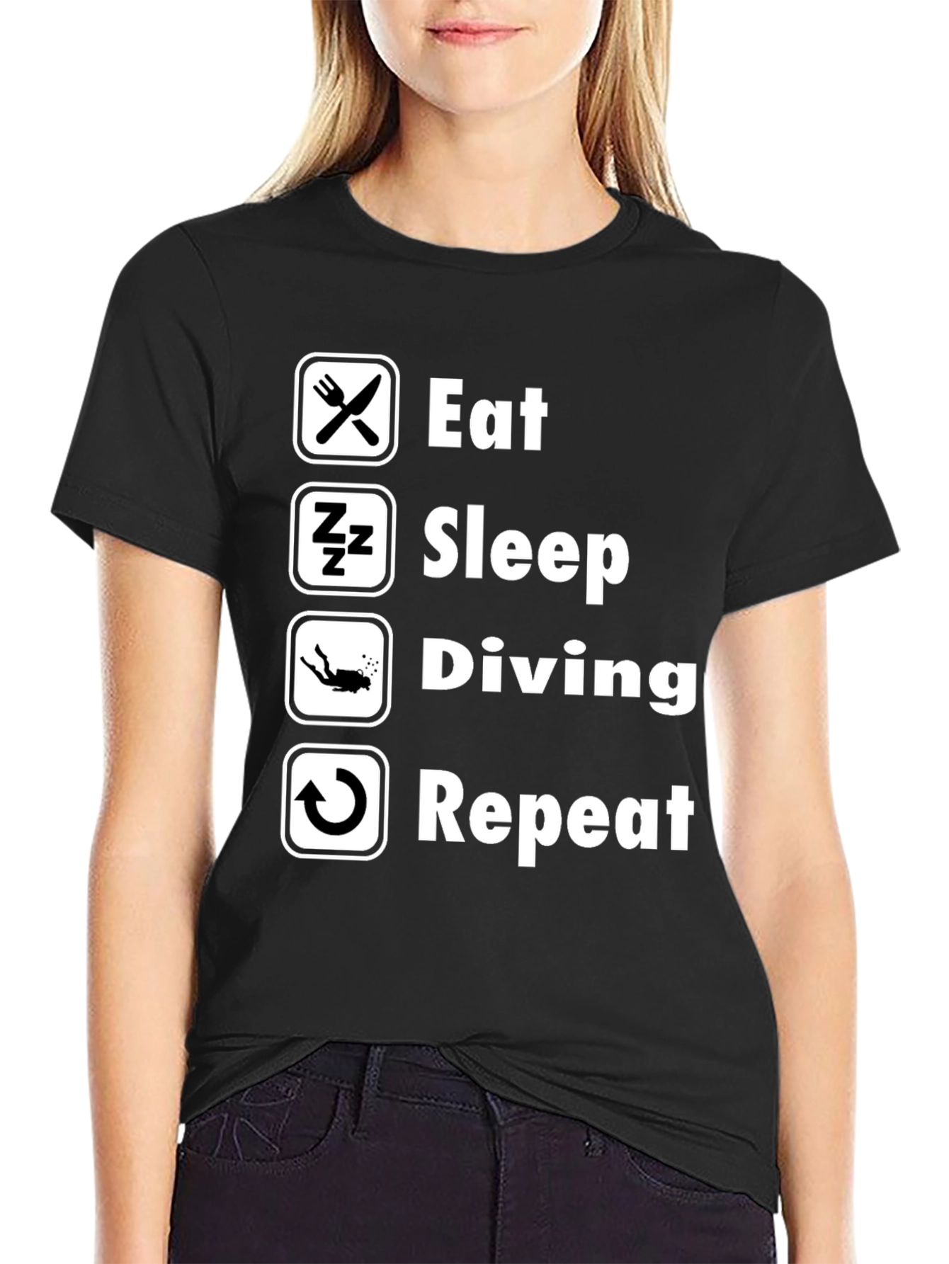 Eat Sleep Diving Repeat T-Shirt - Scuba Diver Tee