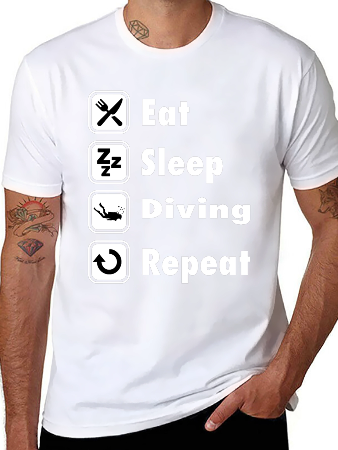 Eat Sleep Diving Repeat T-Shirt - Scuba Diver Tee