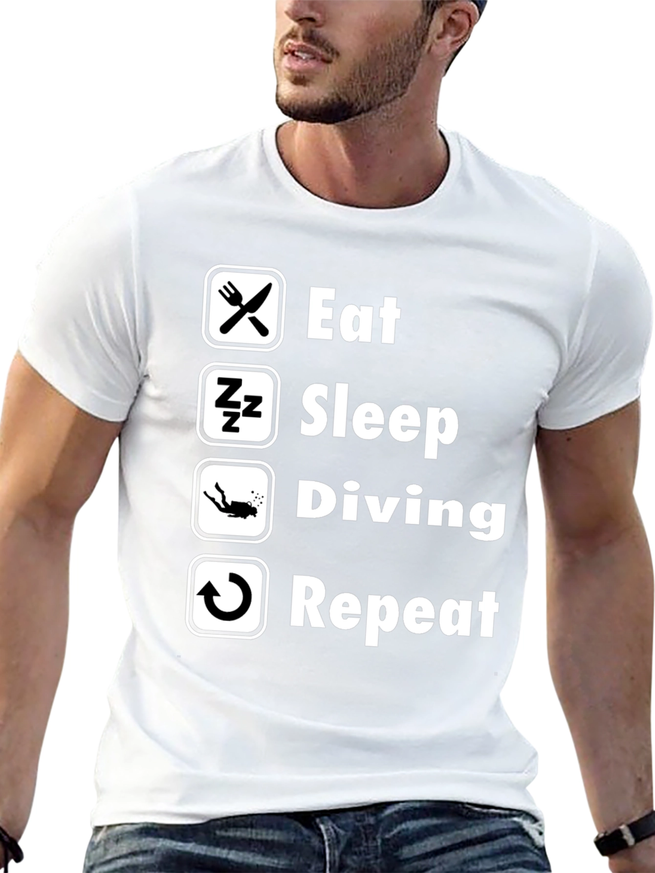 Eat Sleep Diving Repeat T-Shirt - Scuba Diver Tee