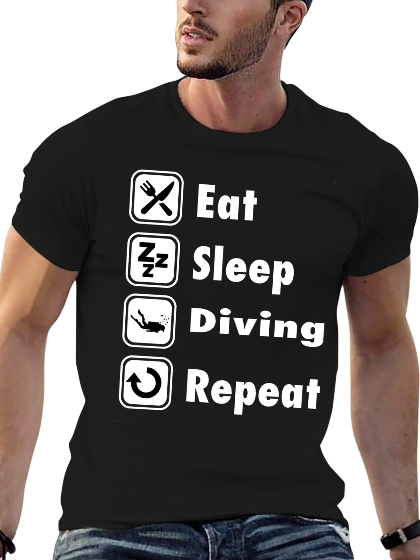 Eat Sleep Diving Repeat T-Shirt - Scuba Diver Tee