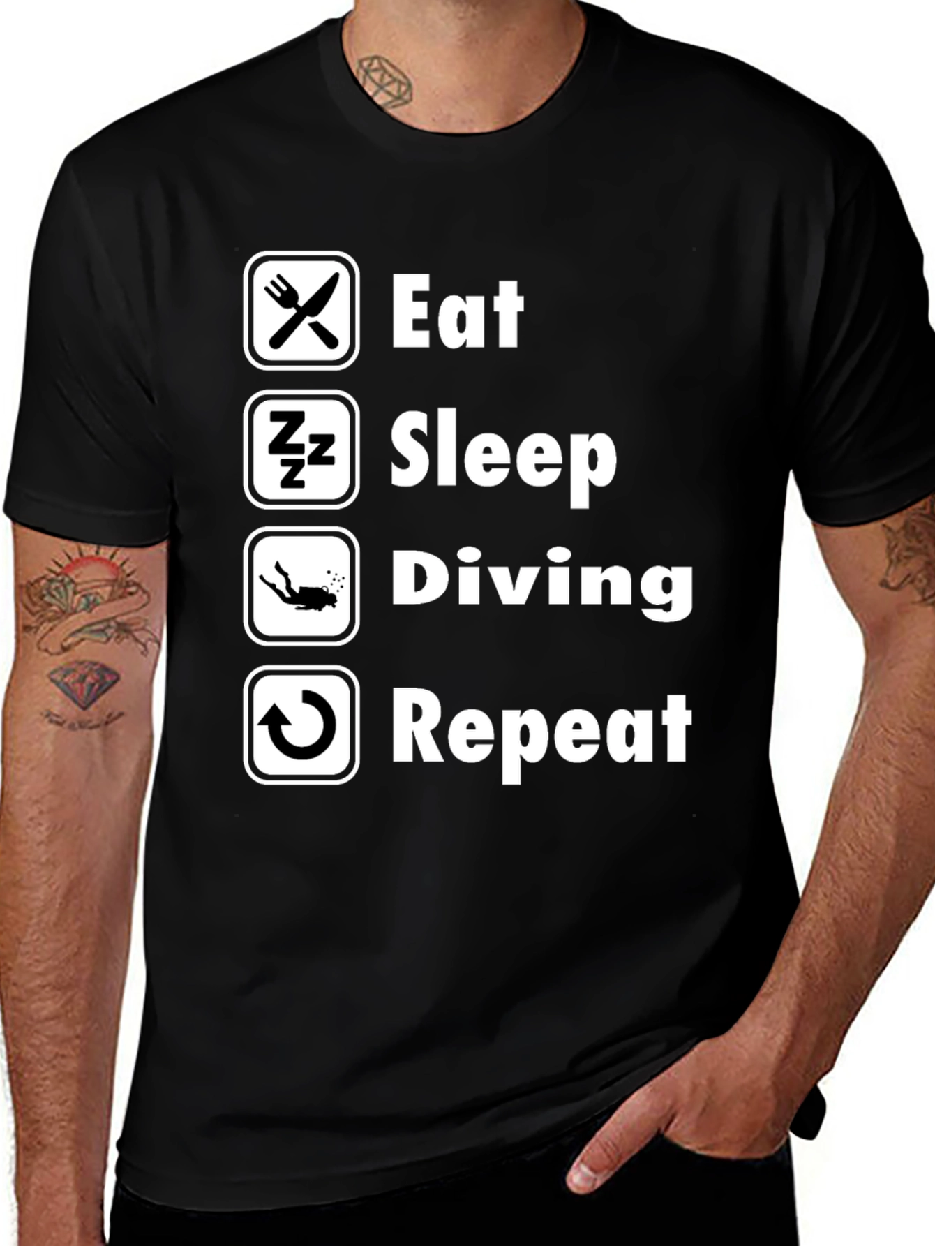 Eat Sleep Diving Repeat T-Shirt - Scuba Diver Tee