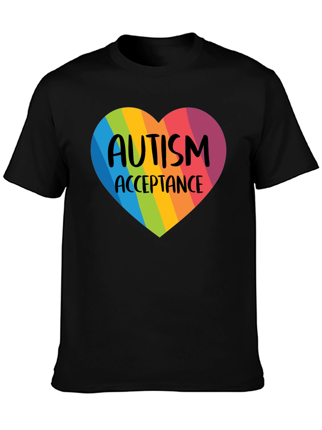 Autism Acceptance Rainbow Heart T-Shirt