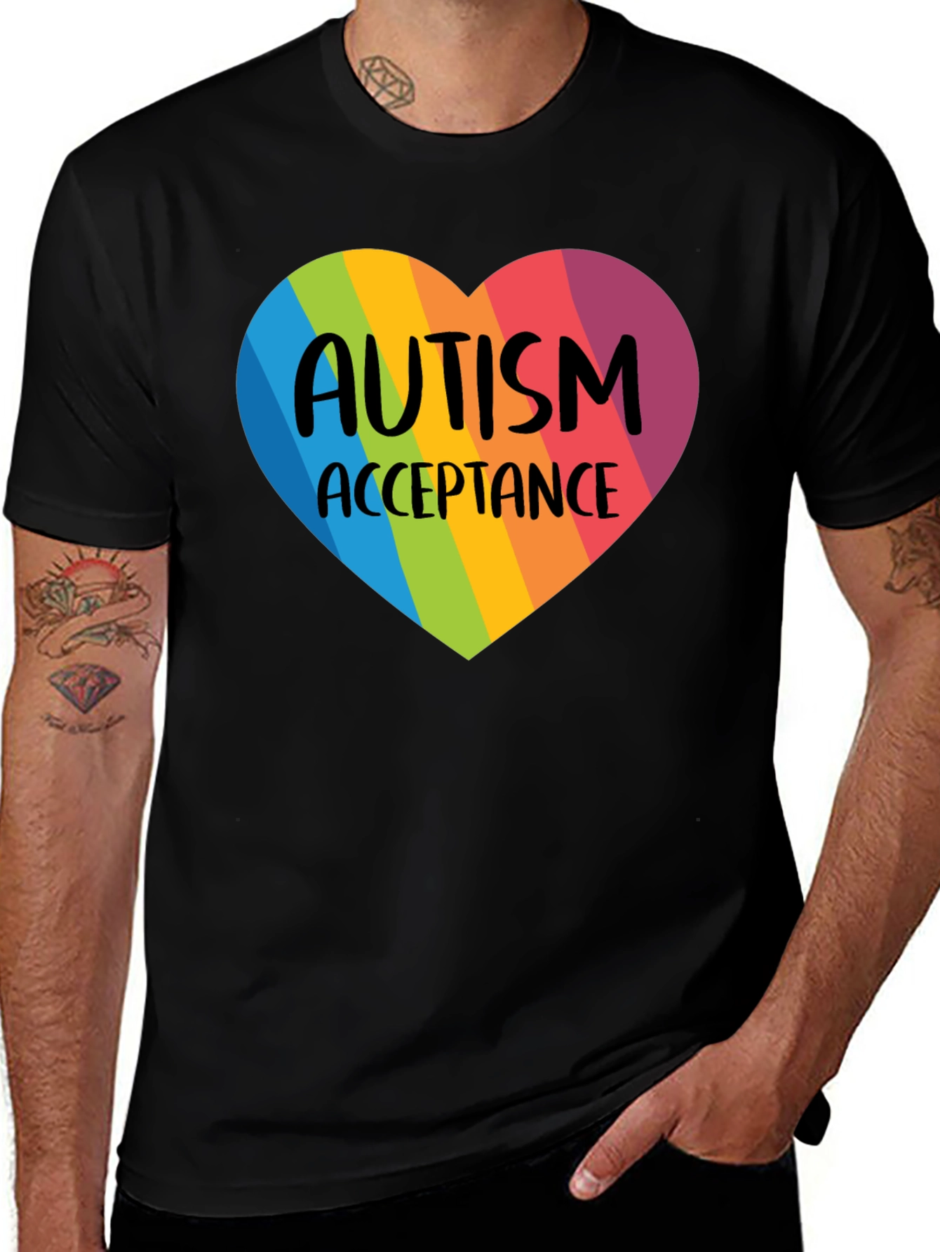 Autism Acceptance Rainbow Heart T-Shirt