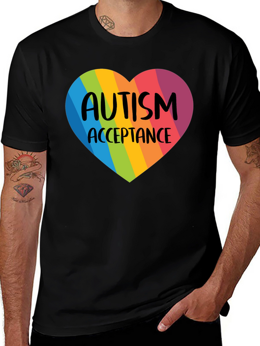 Autism Acceptance Rainbow Heart T-Shirt