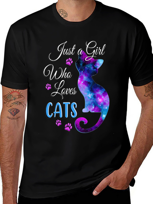 Just a Girl Who Loves Cats Galaxy T-Shirt