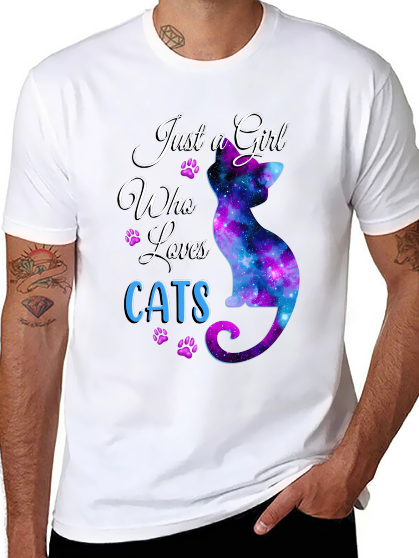 Just a Girl Who Loves Cats Galaxy T-Shirt