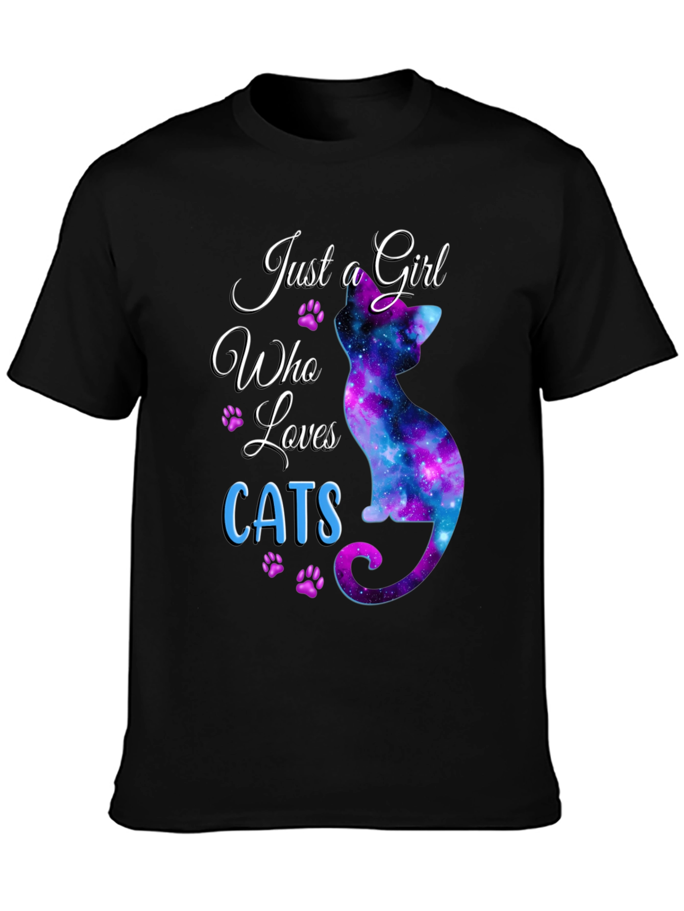 Just a Girl Who Loves Cats Galaxy T-Shirt