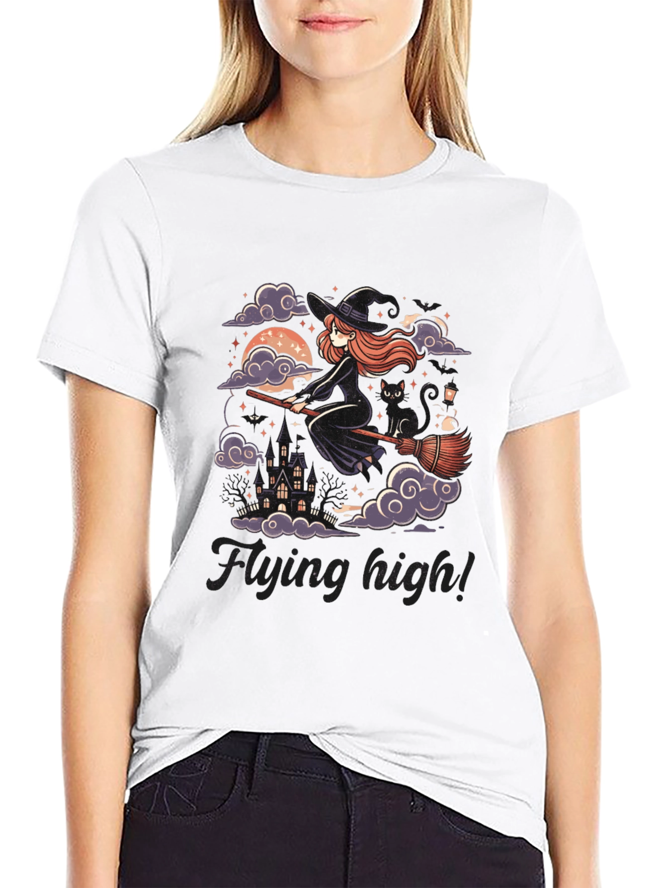 Whimsical Witch T-Shirt - Flying High!