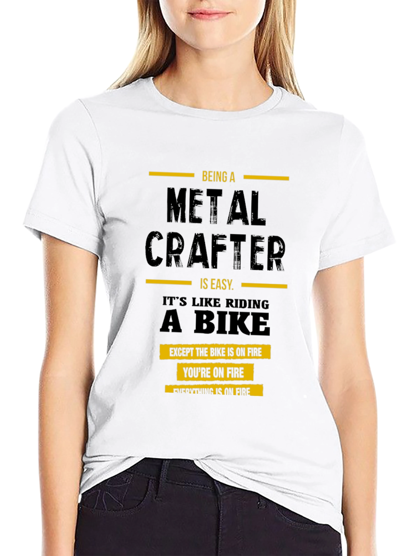 Metal Crafter T-Shirt: Riding a Bike on Fire