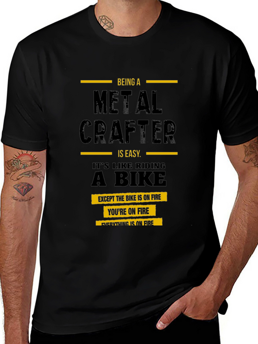 Metal Crafter T-Shirt: Riding a Bike on Fire