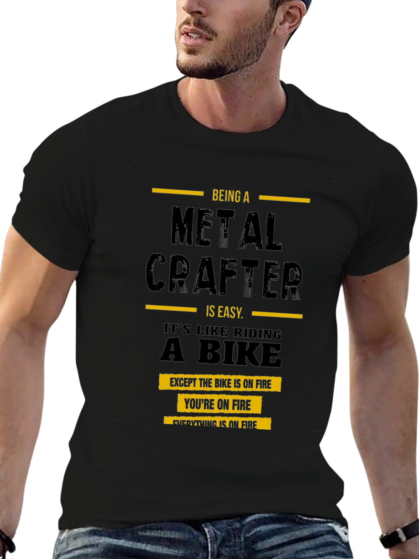 Metal Crafter T-Shirt: Riding a Bike on Fire