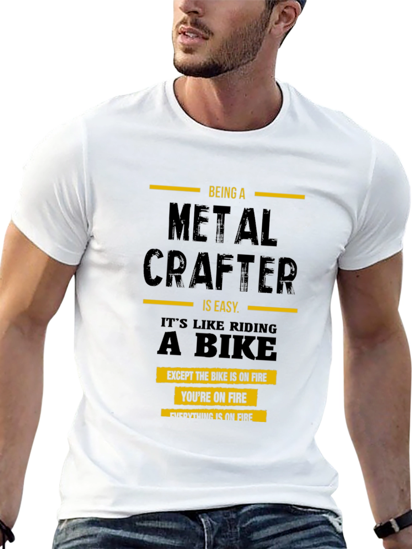 Metal Crafter T-Shirt: Riding a Bike on Fire