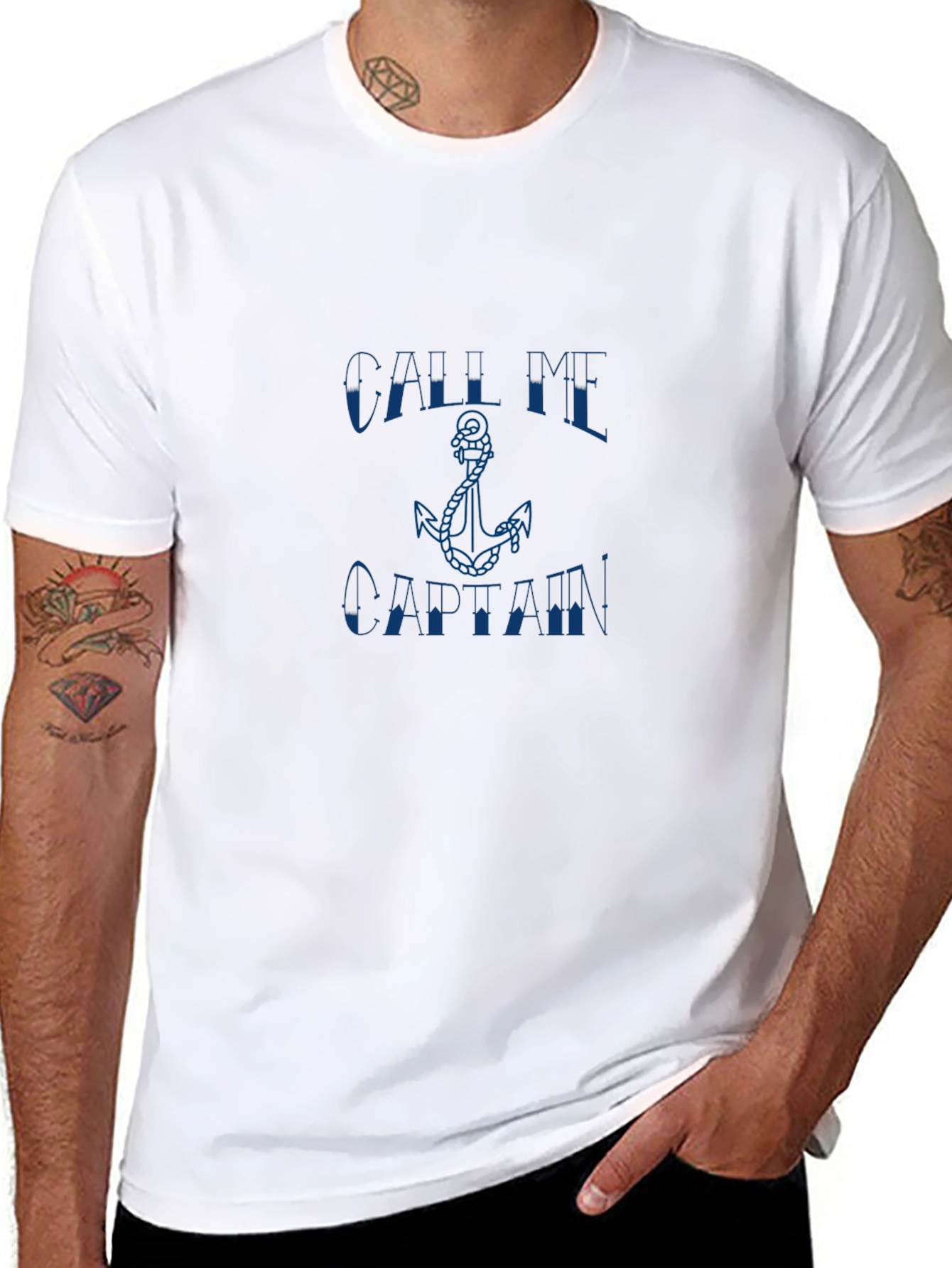 Call Me Captain T-Shirt - Black Anchor Tee