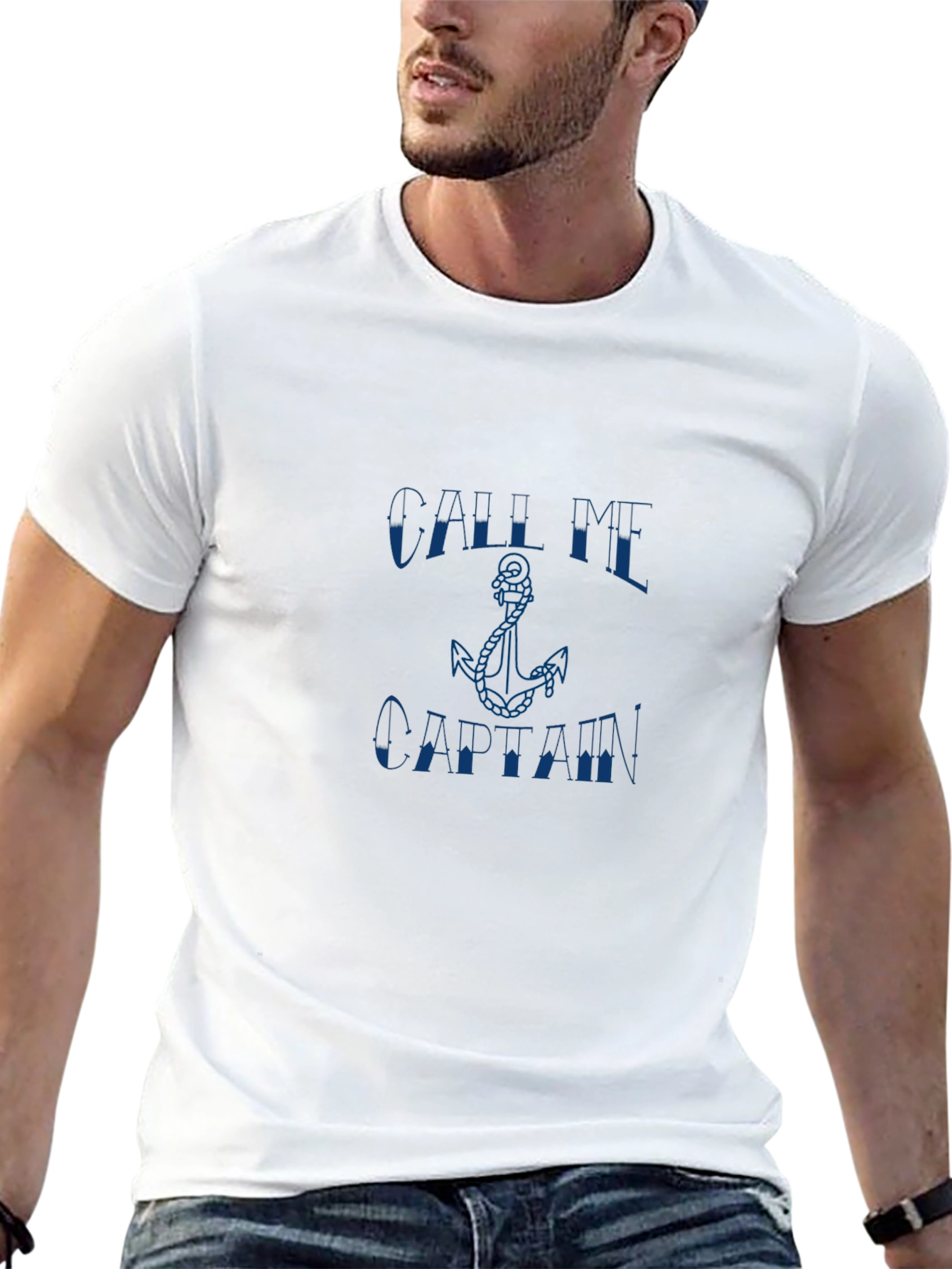 Call Me Captain T-Shirt - Black Anchor Tee