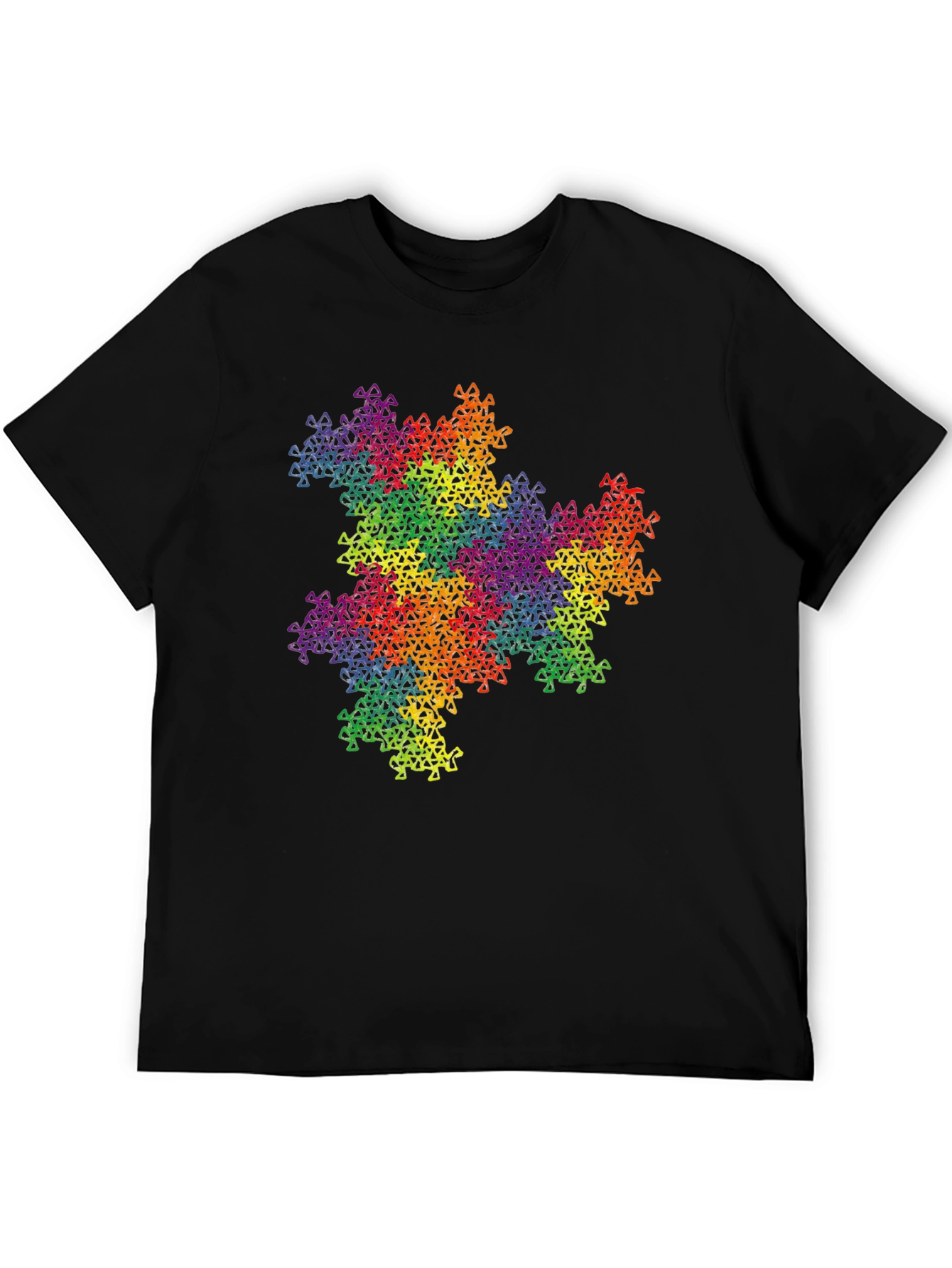 Rainbow Fractal Triangle T-Shirt - Geometric Pattern Tee