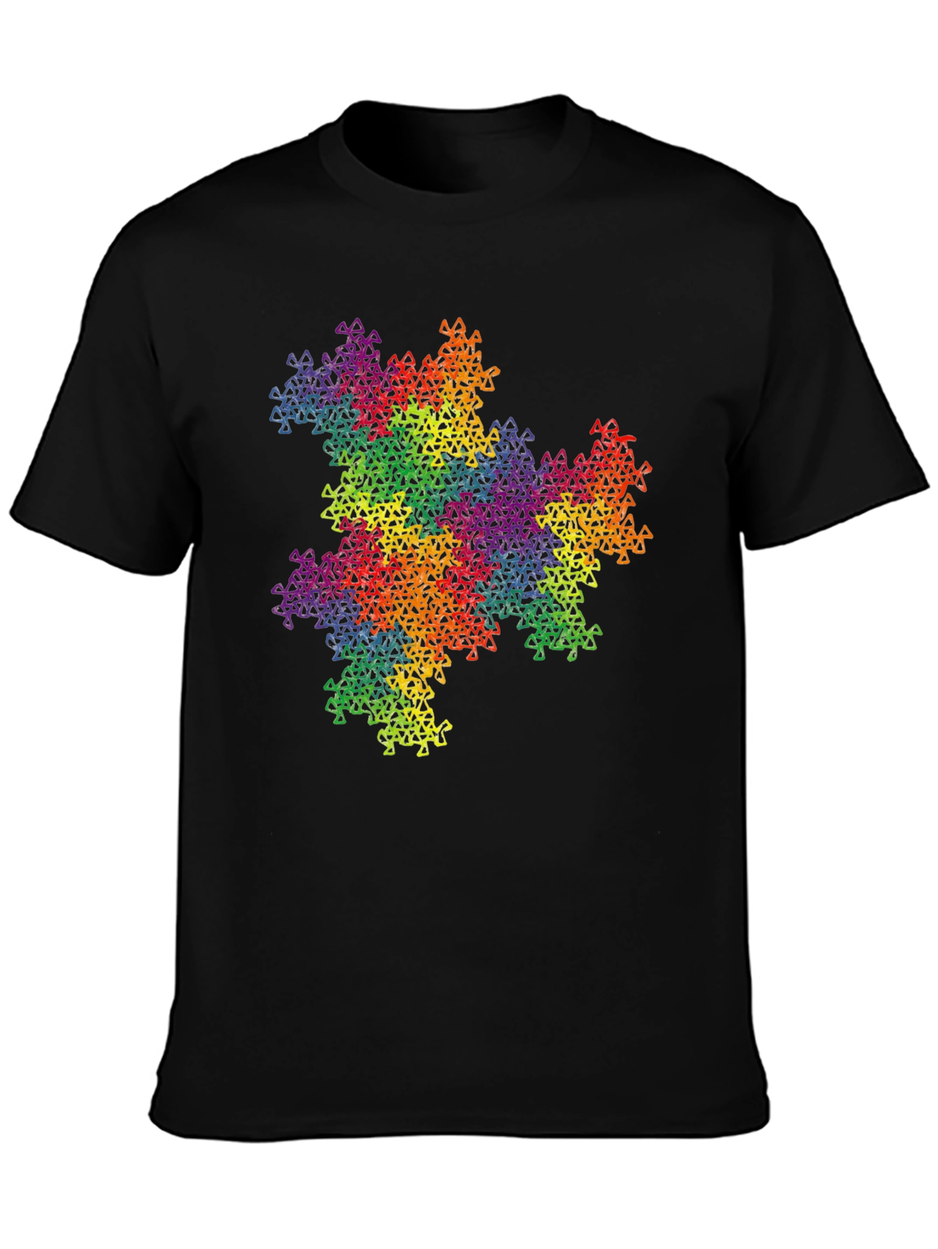 Rainbow Fractal Triangle T-Shirt - Geometric Pattern Tee