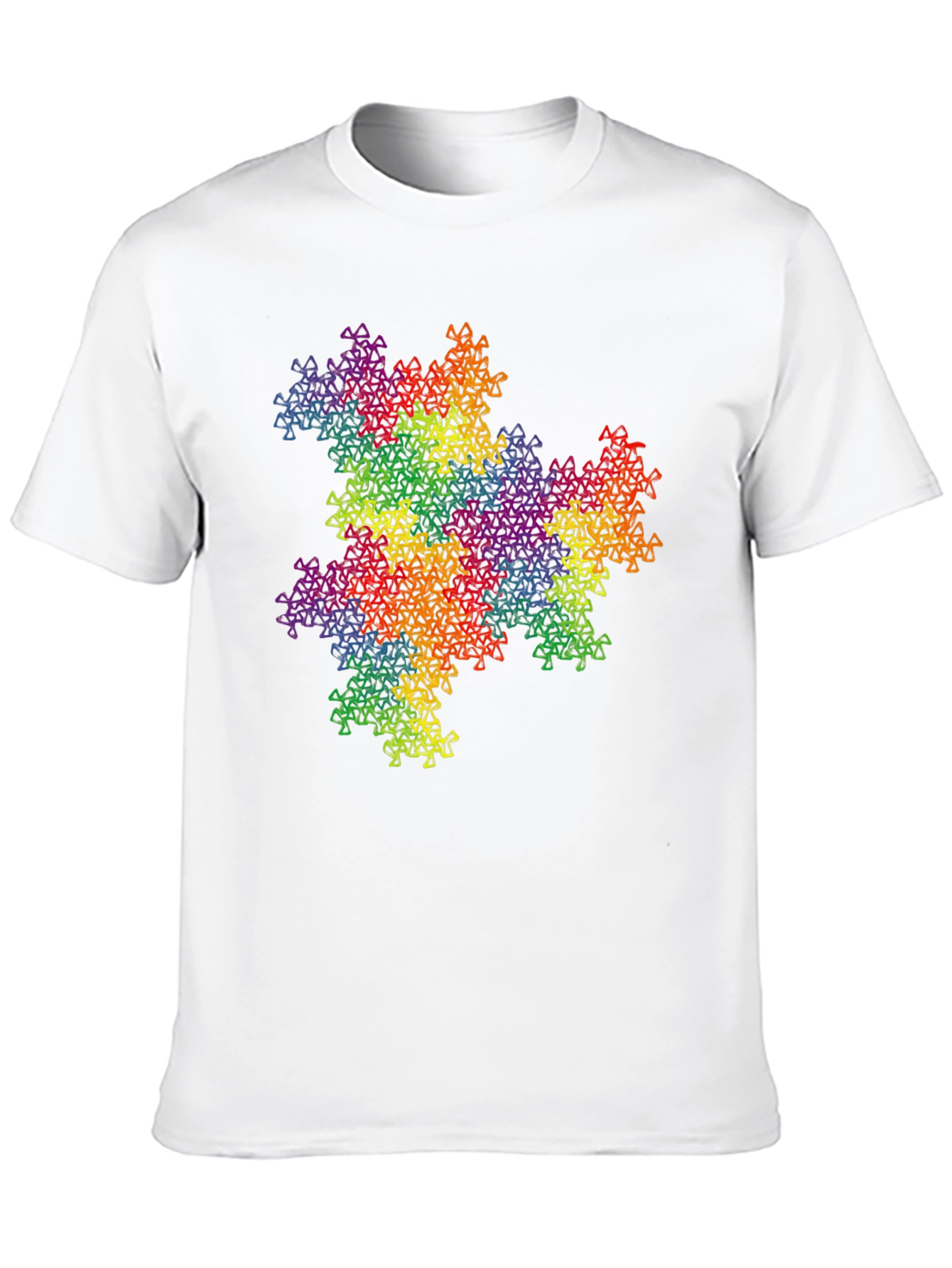 Rainbow Fractal Triangle T-Shirt - Geometric Pattern Tee