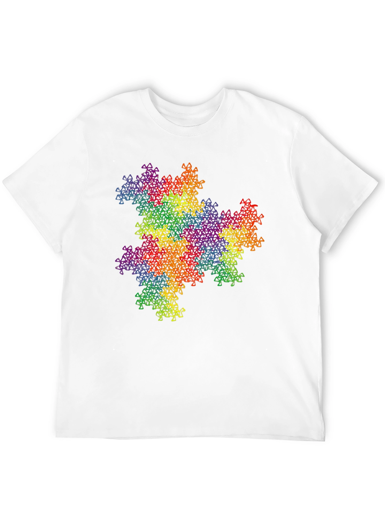 Rainbow Fractal Triangle T-Shirt - Geometric Pattern Tee